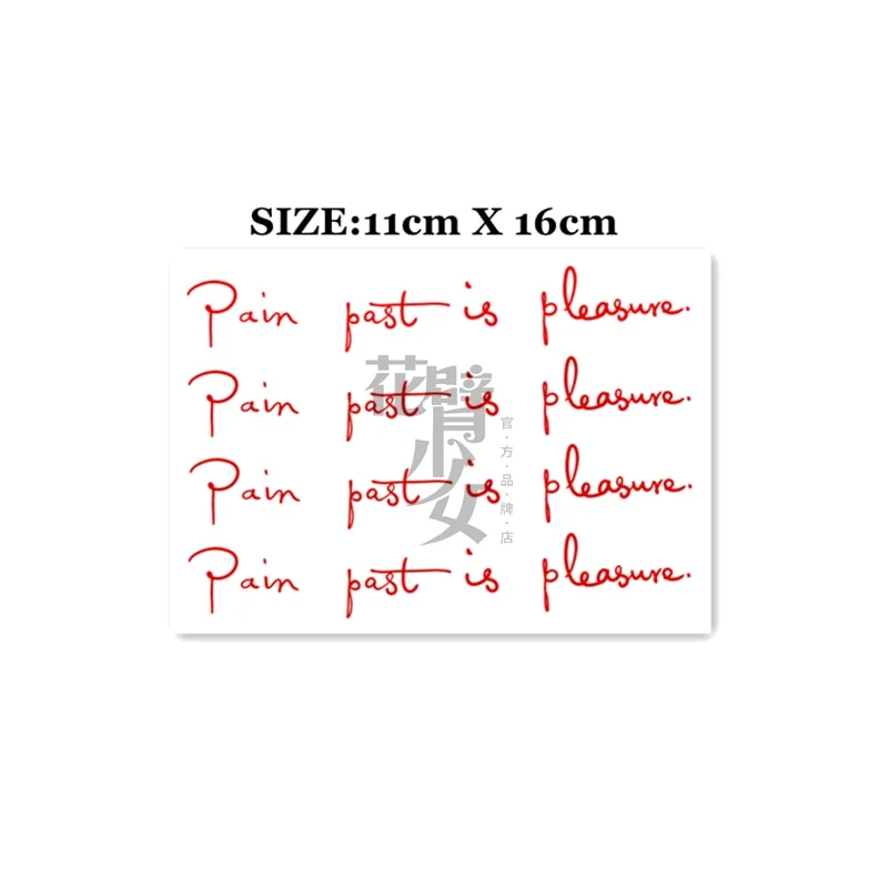 Waterproof Temporary Tattoo Stickers Red English Letters Tattoo Flash Tattoo Arm Female Male