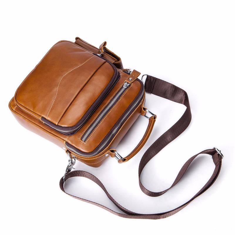 Classic Comfortable Handle Side Pocket Leather Crossbody Bag Handbag For Men