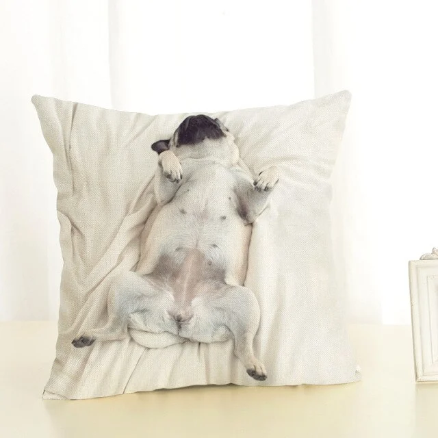 Linen Pillow Case - Creative Pug Dog Painting