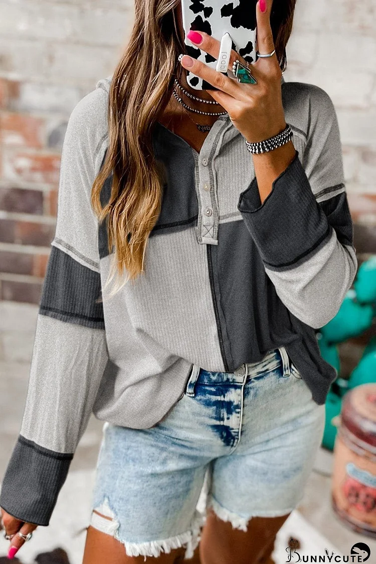 Long Sleeve Color Blocked Top