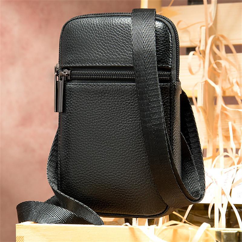 Men's Soft Leather Crossbody Bag Mini Shoulder Bag Waist Bag