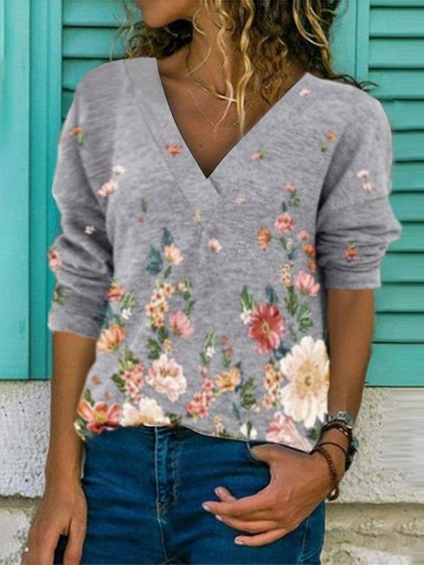 Floral Pullover Print Long Sleeve T-Shirt