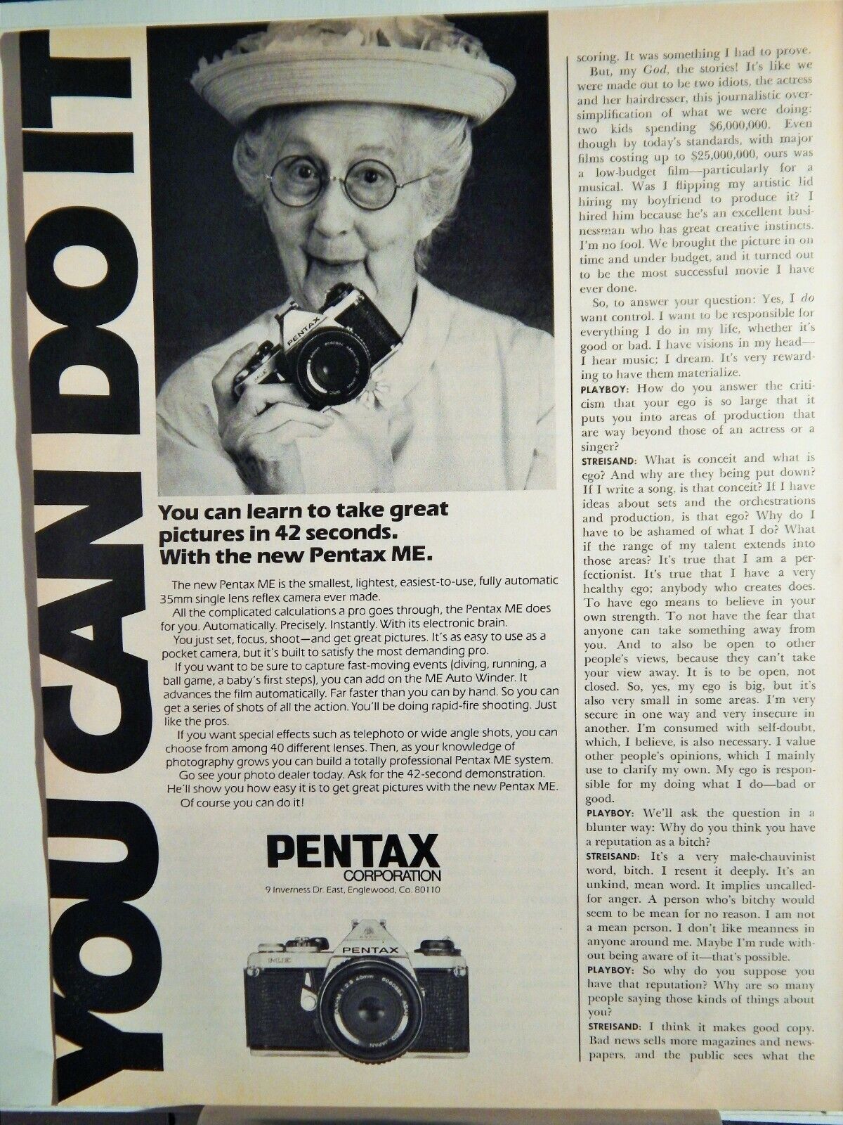 PENTAX ME SLR CAMERA ORIG. VTG 1977 Photo Poster painting AD,