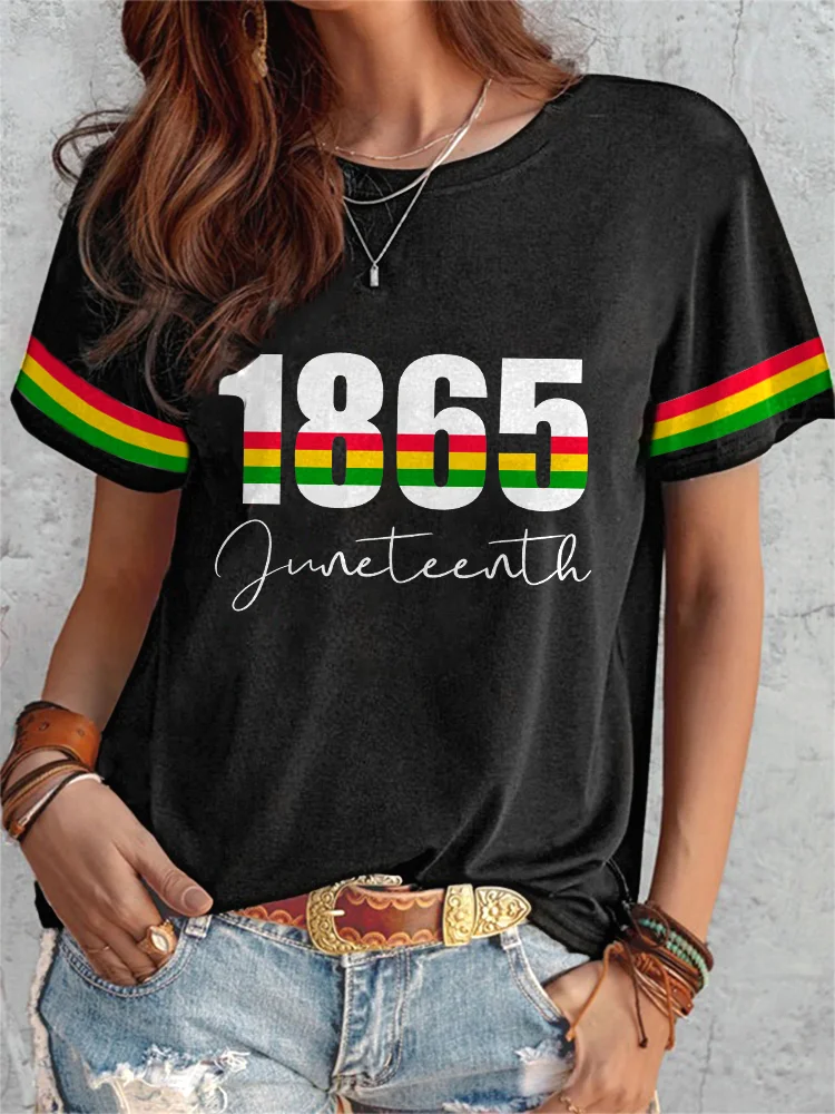 Celebrate Juneteenth Print Casual Cotton T-Shirt
