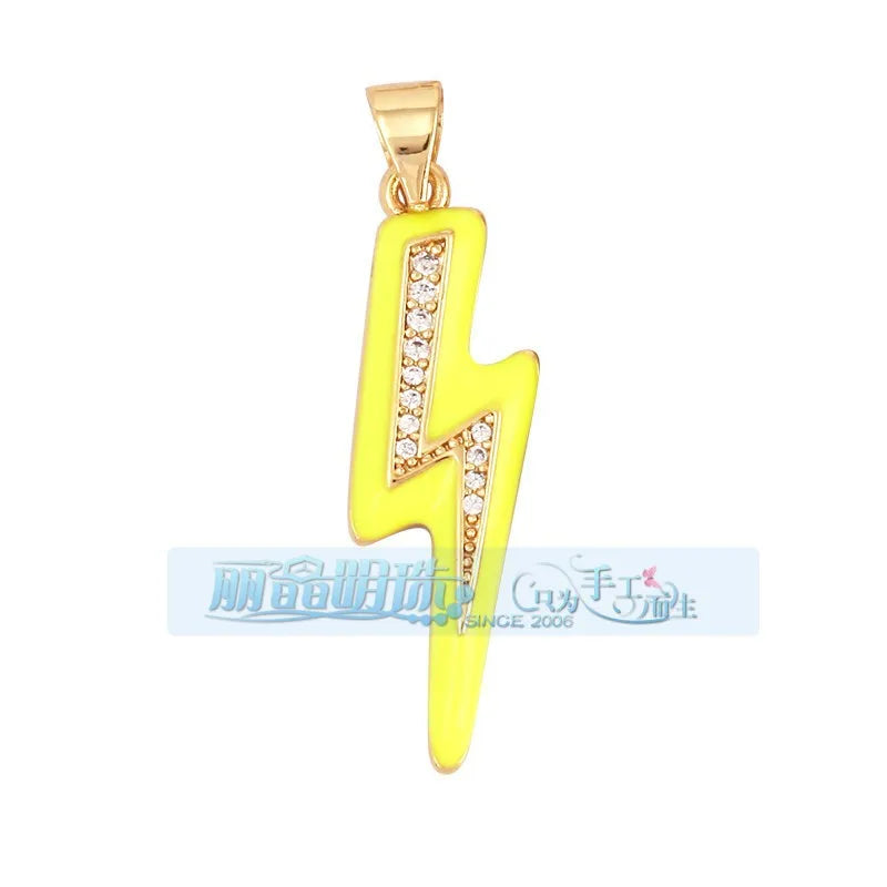 1 Piece 27*7.5mm 6*24mm Copper Lightning Pendant Jewelry Accessories