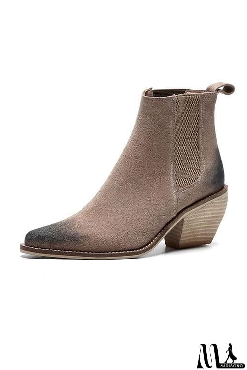 MidiSono - Low Chunky Heel Ankle Booties