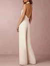 Halterneck Plunging Backless Wide Leg Jumpsuits