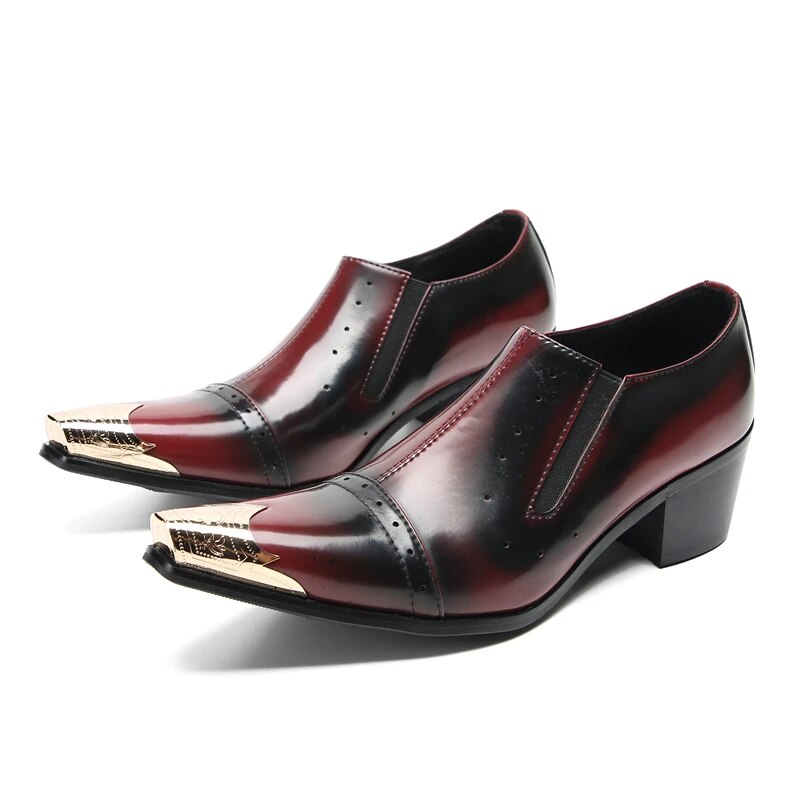 VCSHOES Classic Male Business Wedding Prom Evening Dress Shoes Large Size Metal Pointed Toe Men Formal Shoes Man Genuine Leather Shoes