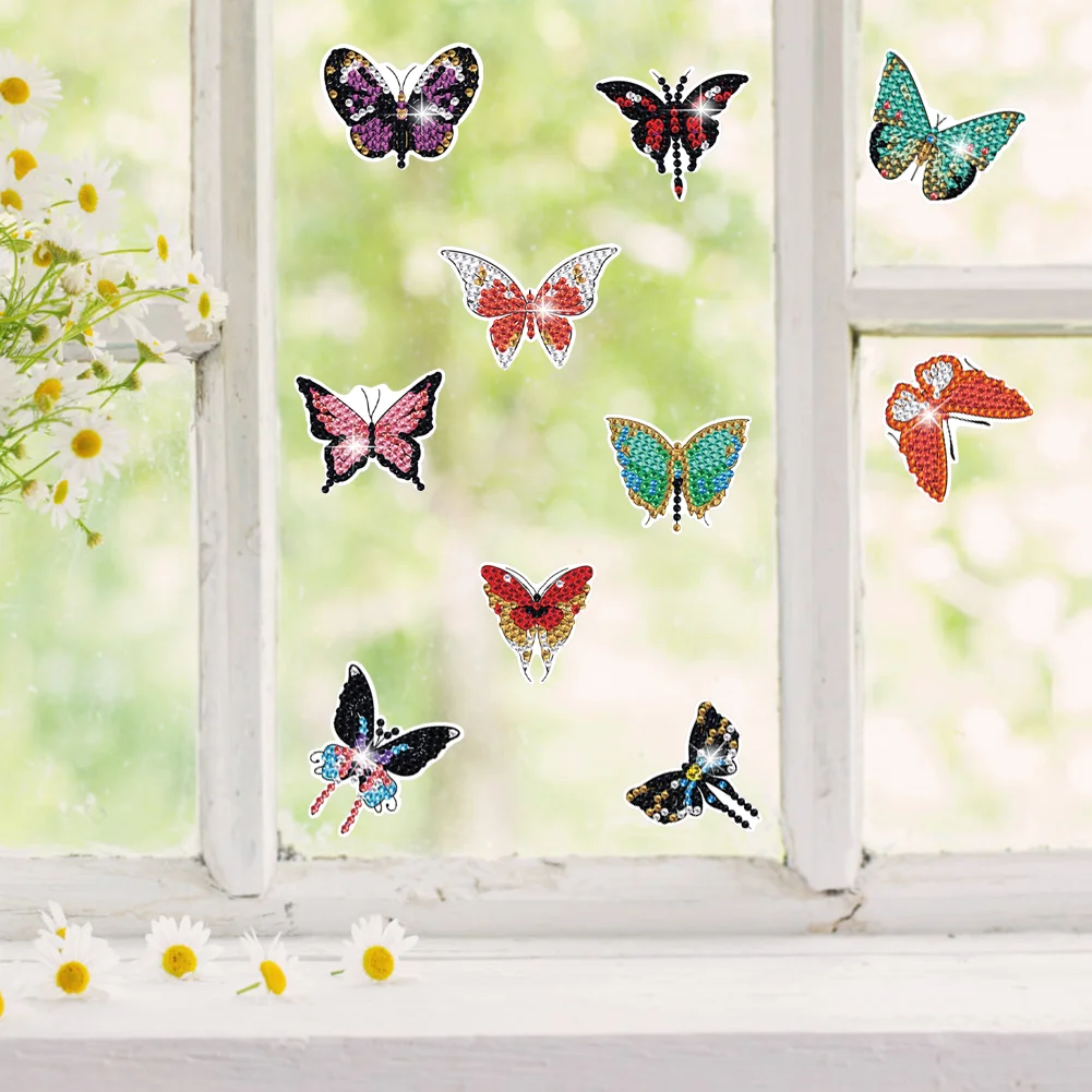 19Pcs Butterfly Diamond Painting Sticker Rhinestone Stickers Colorful Butterfly