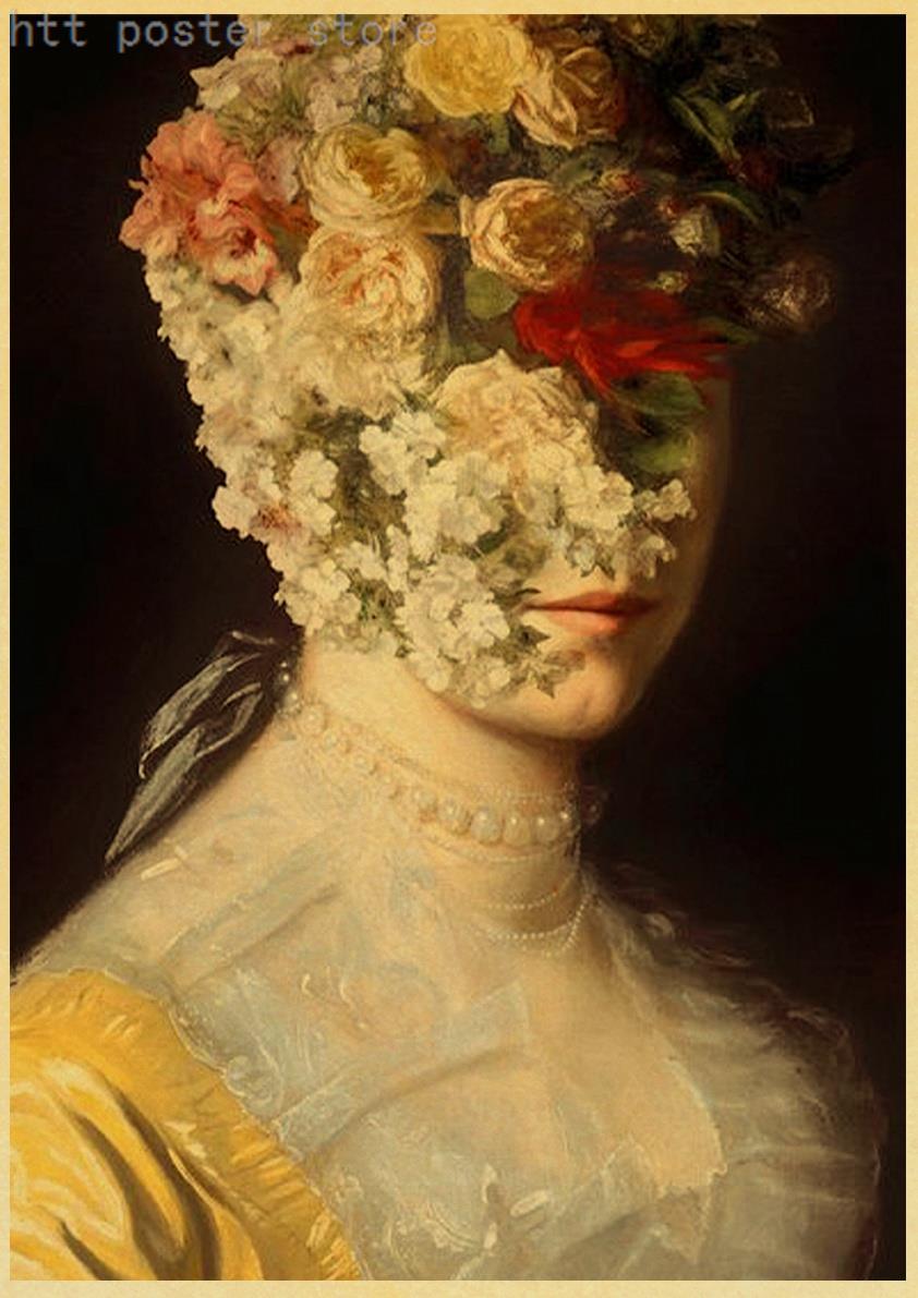 Retro Altered Vintage Portrait Eclectic Print Maximal Art Posters Kraft Painting Wall Surreal Poster Home Bar Wall Decor