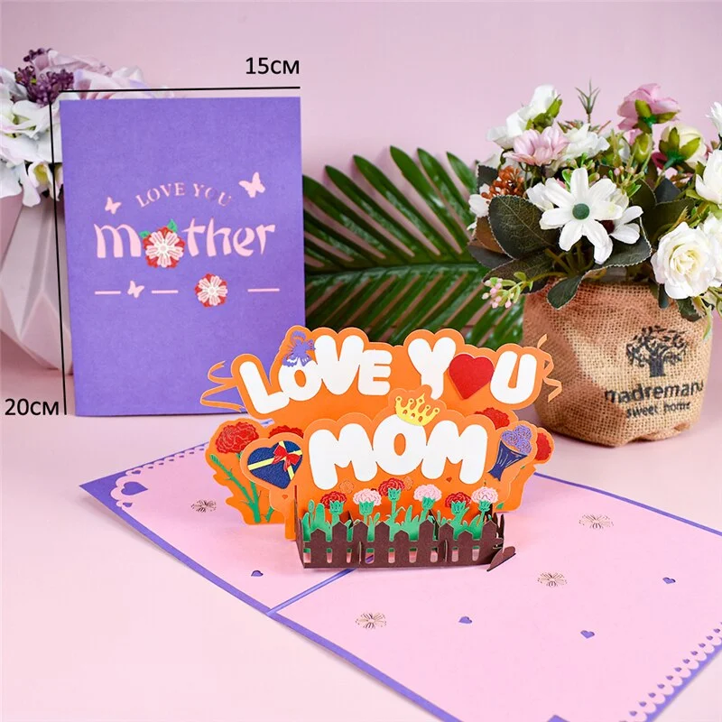 10 Pack Mothers Day Card Pop-Up Birthday Card for Mom 3D Greeting Cards with Envelope from Daughter