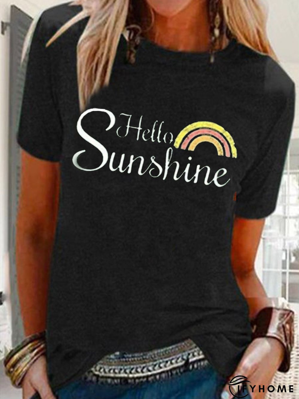 Plus Size Plain Vintage Crew Neck T-shirt | IFYHOME