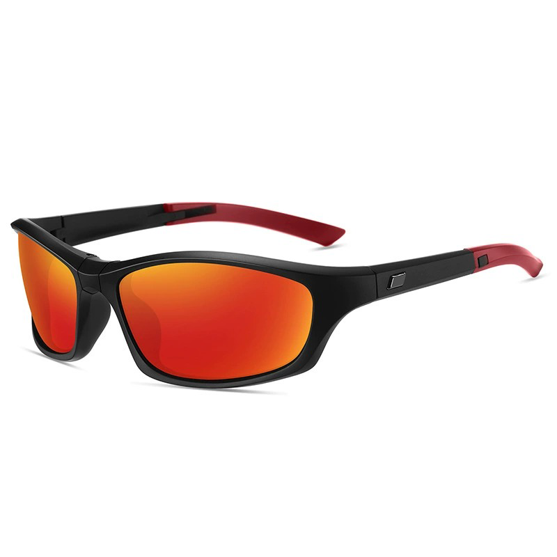 thesupersurf Foldable Polarized Sports Sunglasses with TR90 Frame and Red Mirror Lenses for Outdoor Activities 