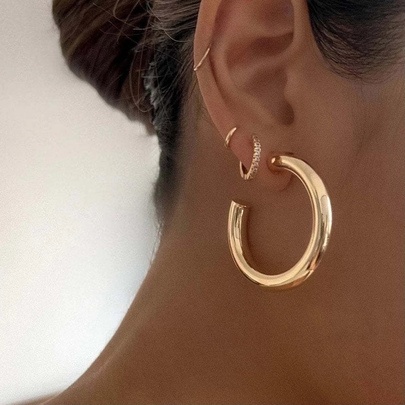 Fashion Geometric Plating 304 Stainless Steel Hoop Earrings