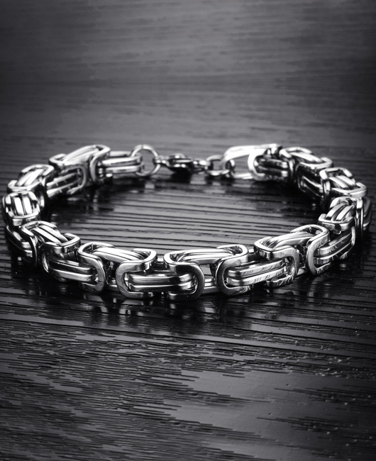 Fashion Sliver Titanium Steel Loop Chain Polished Bracelet