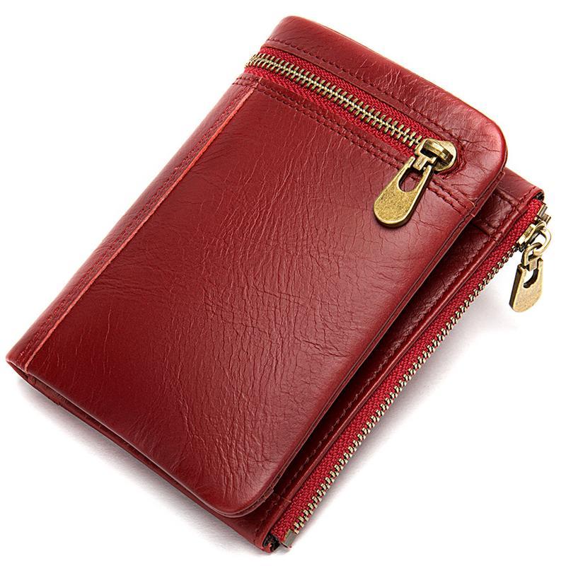 Fashion Leather Zipper Solid Color Buckle Wallet