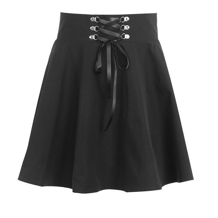 Lace Up A-line High Waist Skirt - Modakawa Modakawa