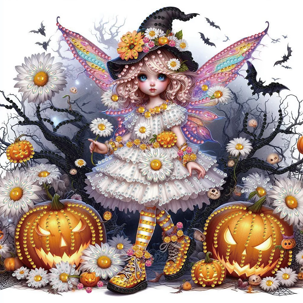 Partial Special-shaped Crystal Rhinestone Diamond Painting - Halloween Girl(Canvas|30*30cm)