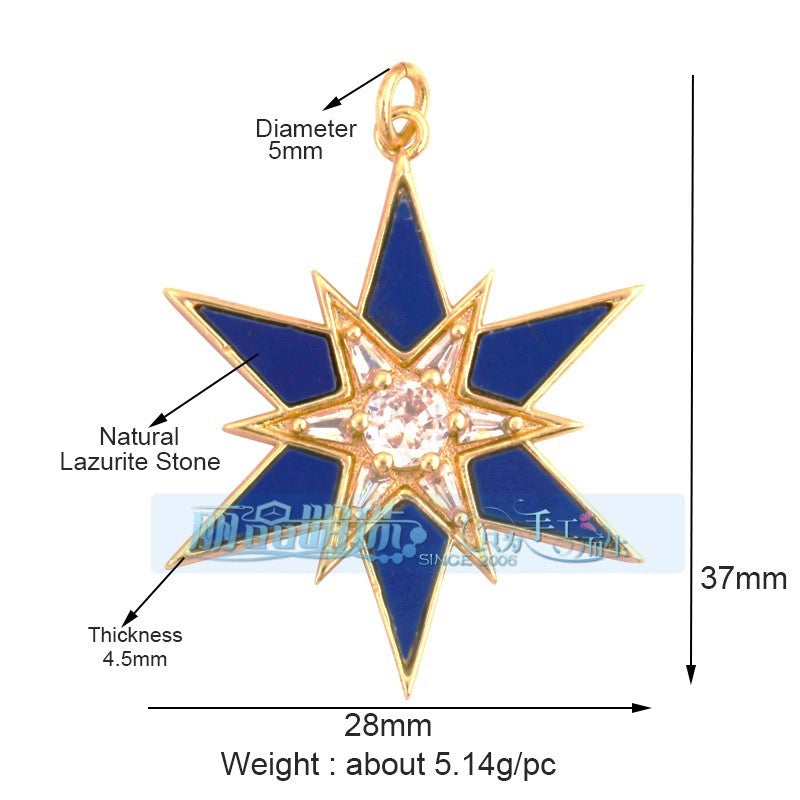 1 Piece 15 * 21mm 18 * 23mm 9*16mm Copper Zircon Sun Star Lightning Pendant Jewelry Accessories