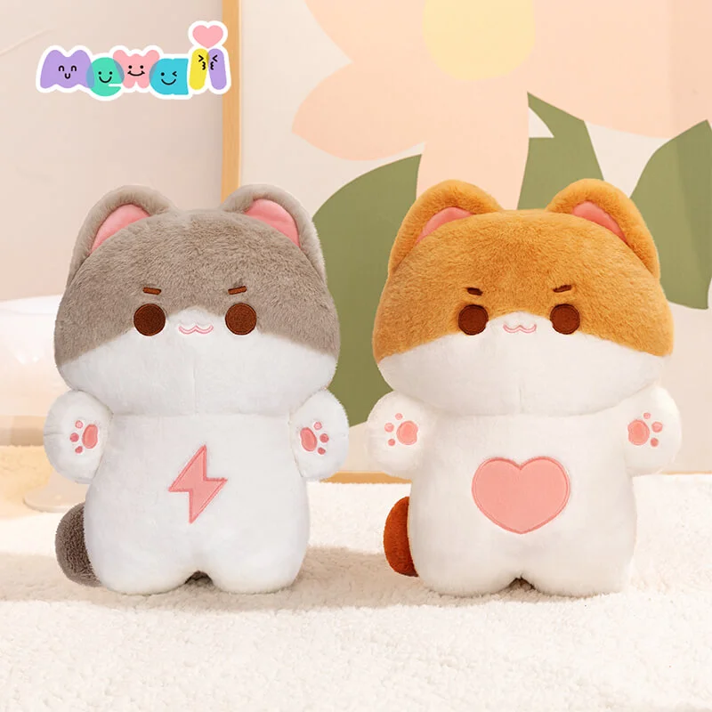 2-Pack Mewaii® Huuuug Family Squishy Orange Kitten & Gray Kitten Plush Kawaii Pillow Plush Toy