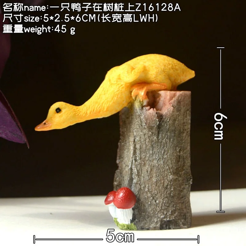 Creative Little Yellow Duck Ornament Lovely Resin Simulation Animal Micro Landscape Flower Pot Decoration Miniature Fairy Garden