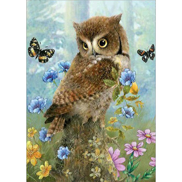 Peinture de diamant - Full Round - Flower Owl