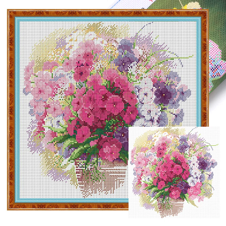 Spring-Pink Carnation Vase (37*37cm) 14CT Stamped Cross Stitch gbfke