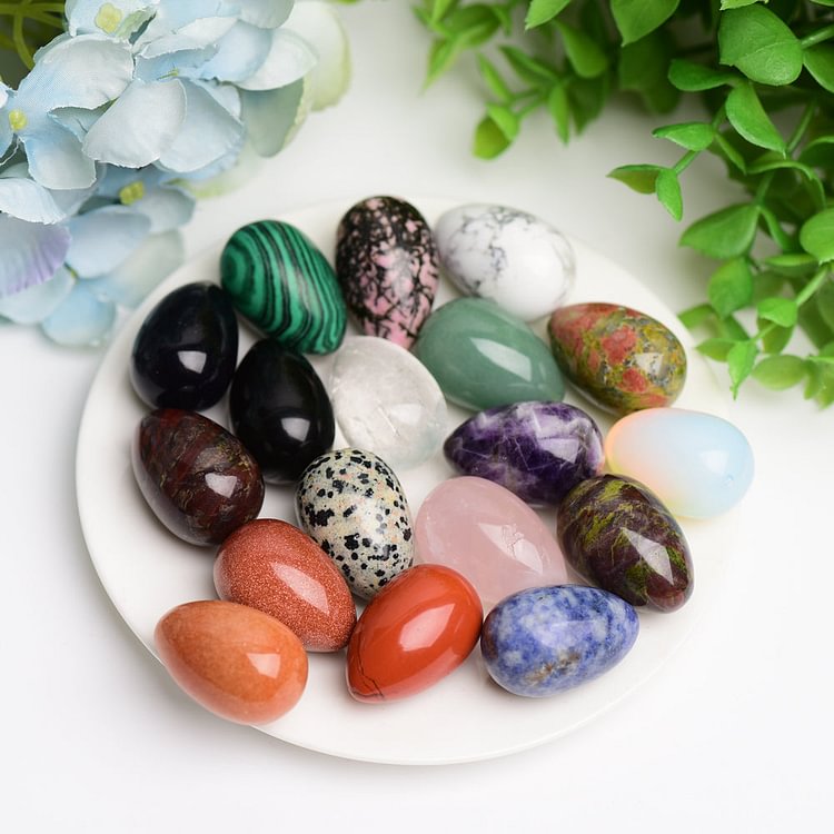 1.0   Crystal Mini Eggs Crystal Carving   Black Obsidian Blue Sandstone Malachite Rhodonite Howlite Green Aventurine Dragon Blood Stone Dream Amethyst Blue Dot Stone Unakite Dalmatian Rose Quartz Red Sandstone Orange Cal