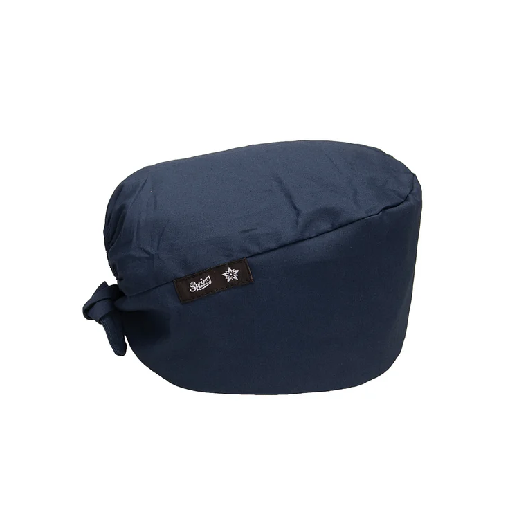 Women's Navy Blue Beanies Working Cap Button Sweatband Headband Elastic Hat Adjustable Bouffant Cap Adjustable