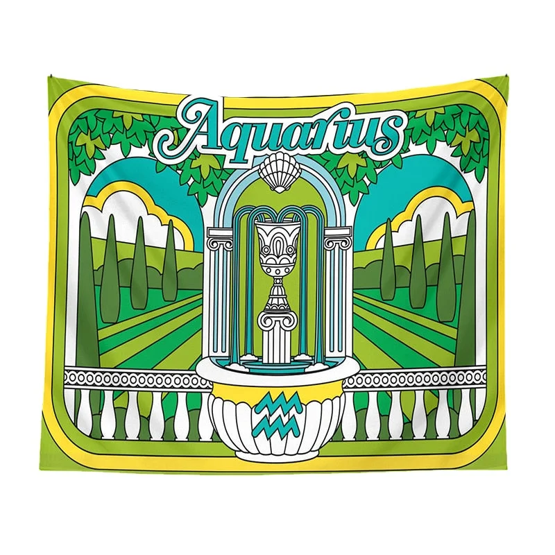 Tarot Astrology Tapestry Wall Hanging Constellation Hippie Decor Trippy Divination Beach Mat Sun Moon Wall Decor Boho INS Print