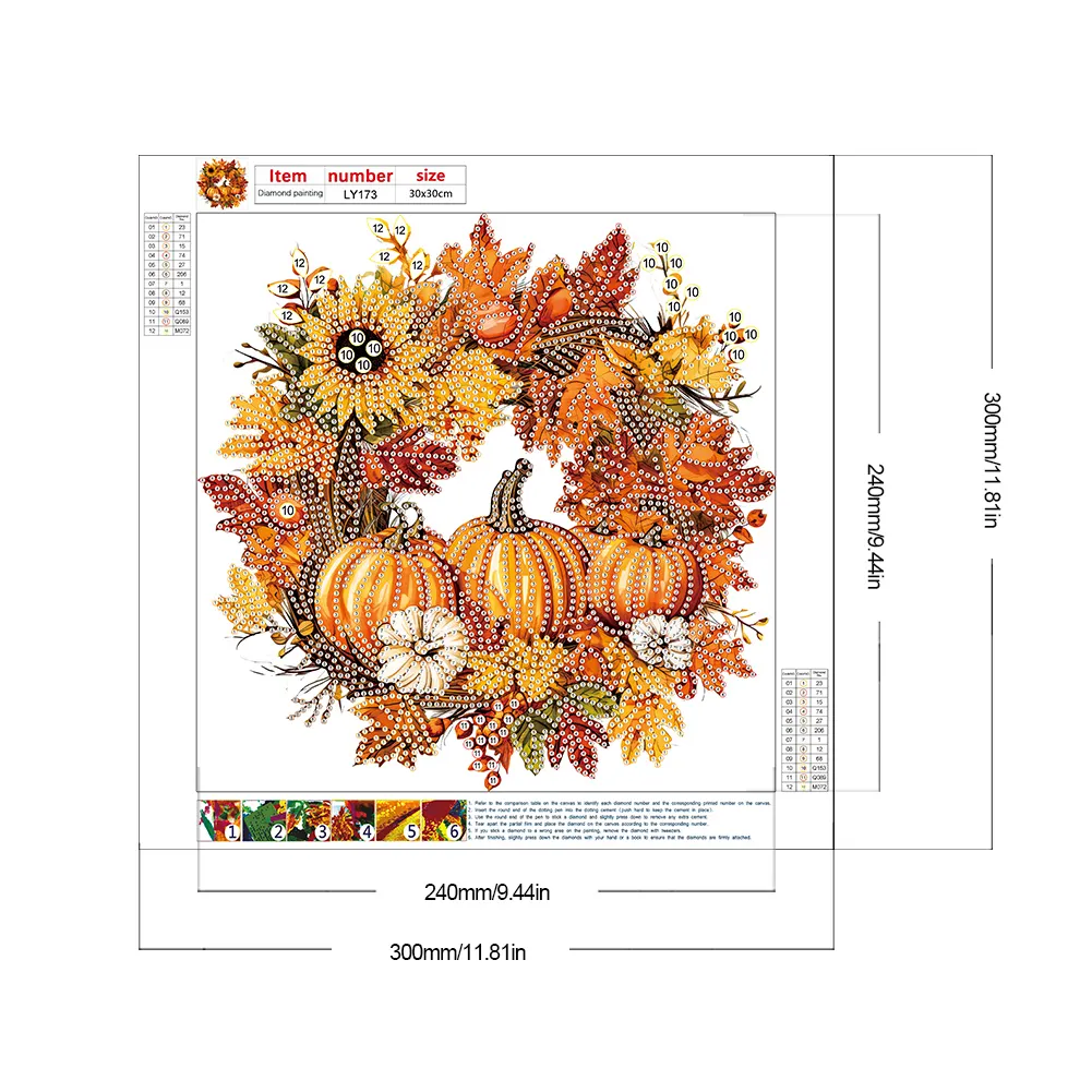 Diamond Painting - Partial Special Shaped Drill - Pumpkin Wreath(Canvas|30*30cm)
