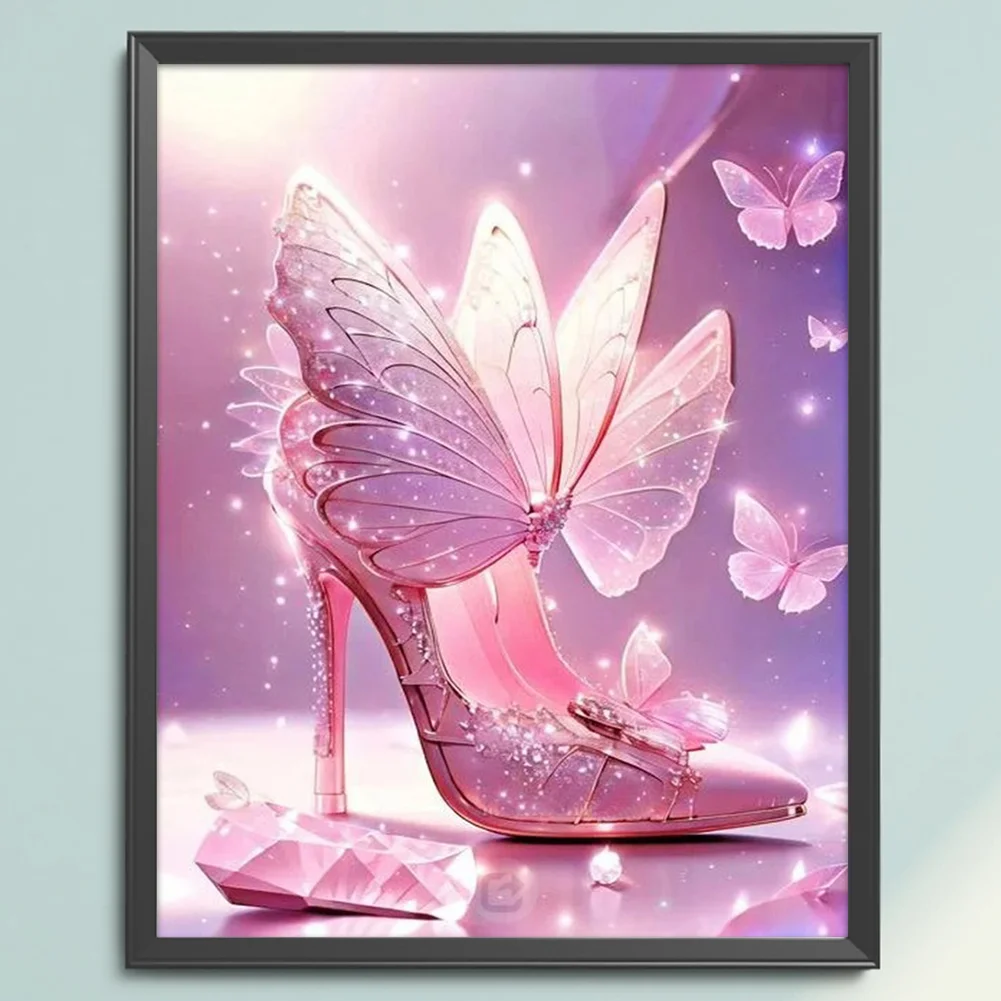 11CT Full Stamped&nbsp;Cross Stitch - Butterfly High Heels(Canvas|40*50CM)