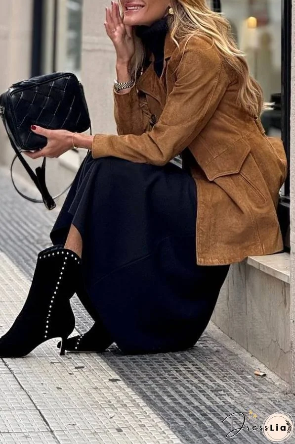 Vintage Brown Women's Suede Trench Coat