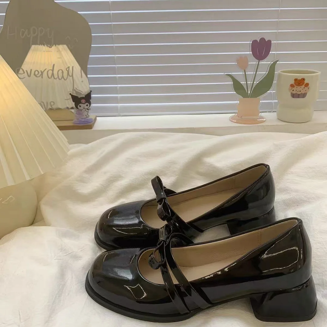 Breakj Breakj Retro High Heel Round Head Coarse Heel Single Shoes 2025 New Temperament Coarse Heel Evening Mary Jane Women's Shoes