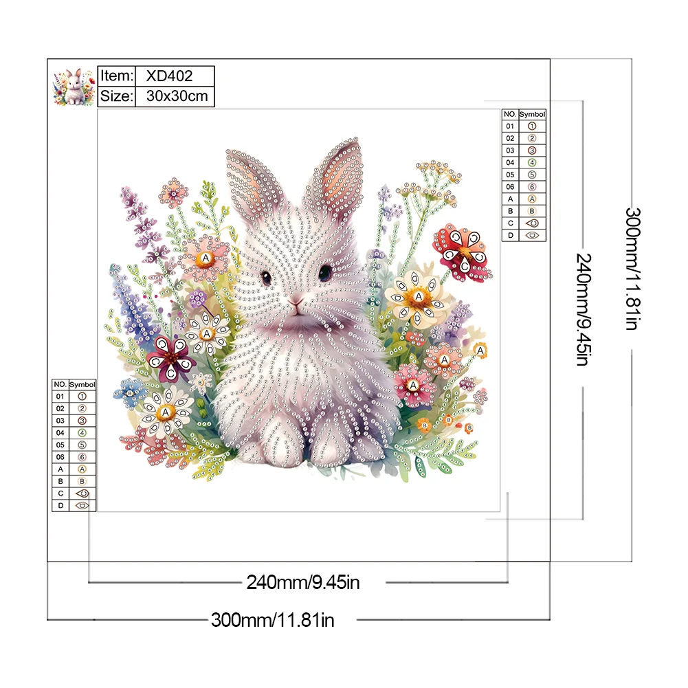 Diamond Painting - Partial Special Shaped Drill - Flowers Rabbit(Canvas|30*30cm)