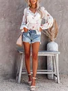 Floral-Print Long Sleeves Casul Blouses Shirt Tops