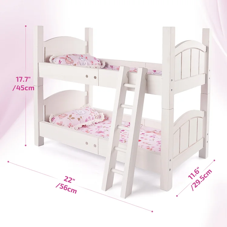 For 17"-22" Reborn Baby Doll Pink and White Love Double Bed Accessories