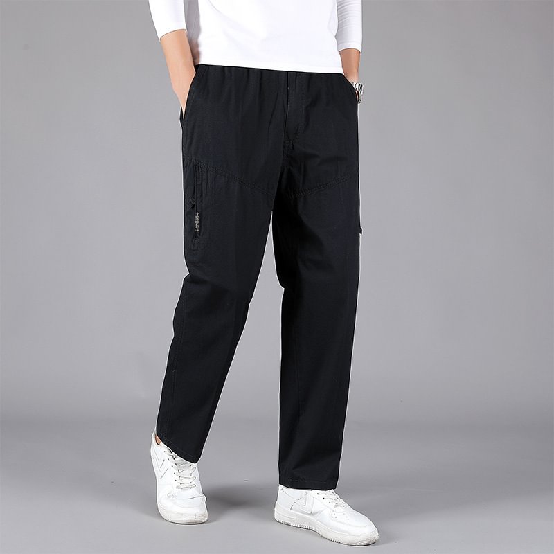 Spring Men's Casual Working Pants Oversized Cargo Washed Trousers