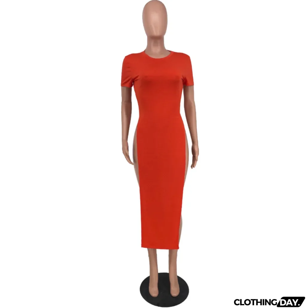 Cute Solid Color Slit T-Shirt Top