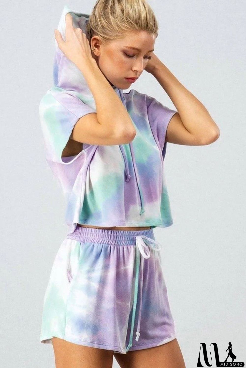 MidiSono - Purple Tie Dye Lounge Two-Piece Set