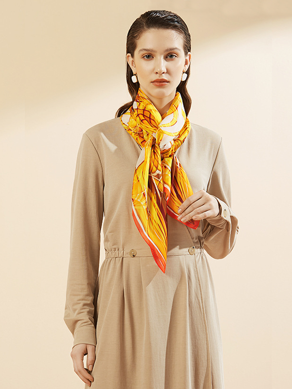 Yellow Silk Scarf Spring New Ladies Sunscreen Variety Style