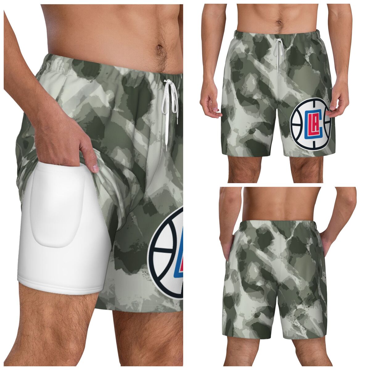 Los Angeles Clippers Camo Quick-Dry Men Swim Trunk