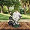 Flocked Gnome Statue with Solar Light Outdoor Gnome Decoration for Outdoor Decor