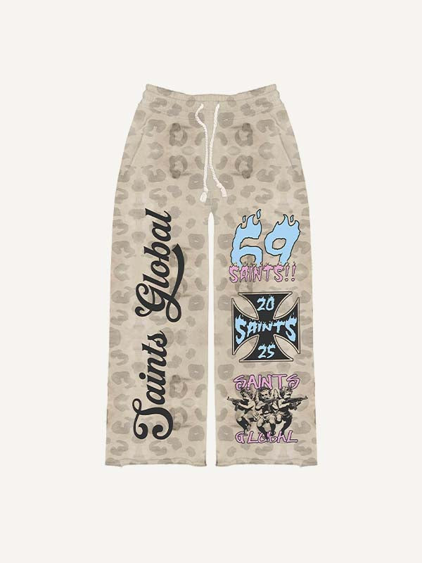 Angel&Skeleton&Graphic&Letter Print Elastic Waist Pants