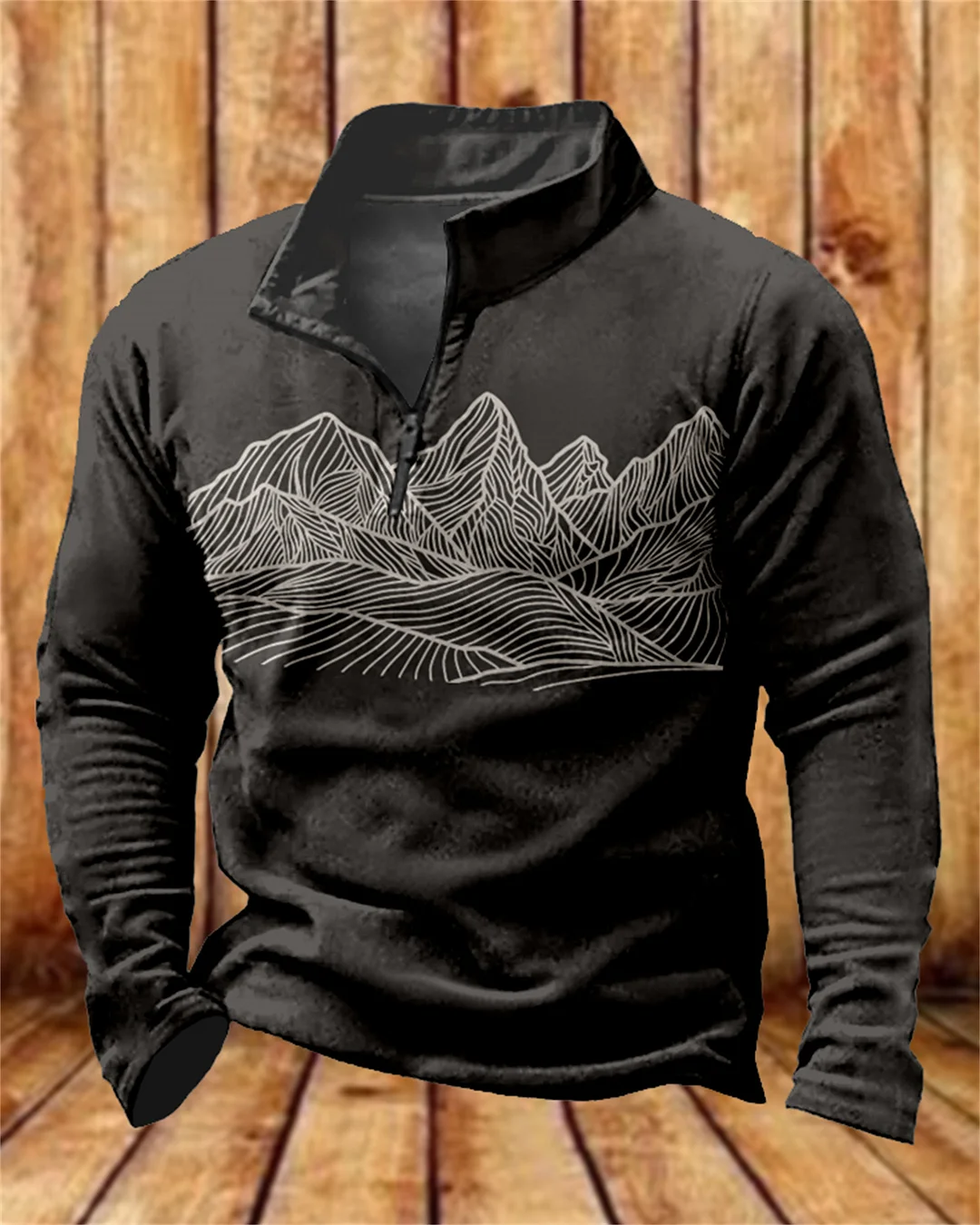 Suitmens Men's Simple Line Mountain Zipper Hooded 00416