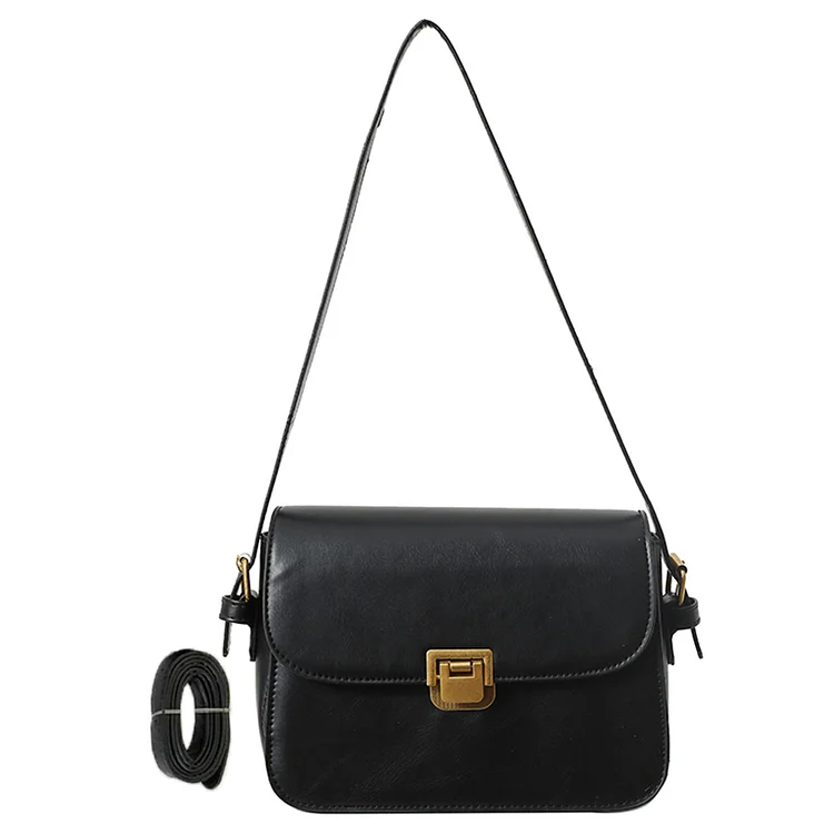 Women Fashion Shoulder Bag Solid Color PU Leather Adjustable Strap Chic Hobo Bag