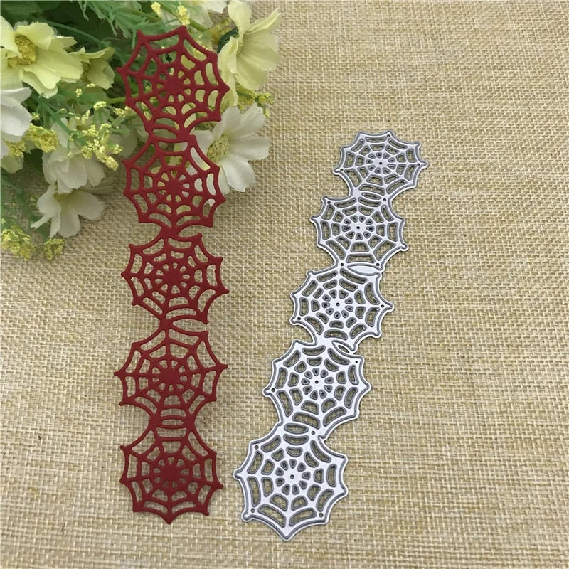 Halloween Spider Web Lace Border Edge Metal Cutting Dies Stencils For Card Making Decorative Embossing Suit Paper Cards Stamp