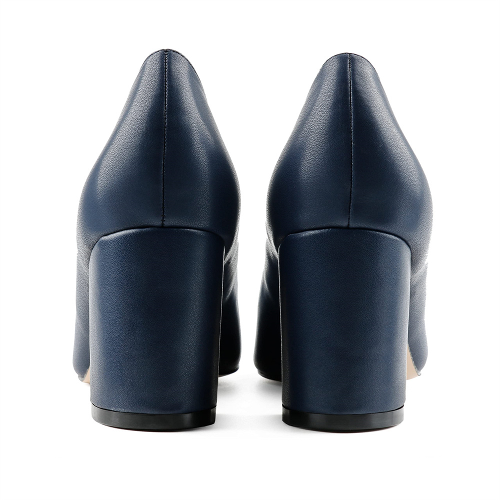 65mm Women Chunky Heels Red Bottom Shoes Comfortable Middle Block Heel Pumps Matte-MERUMOTE