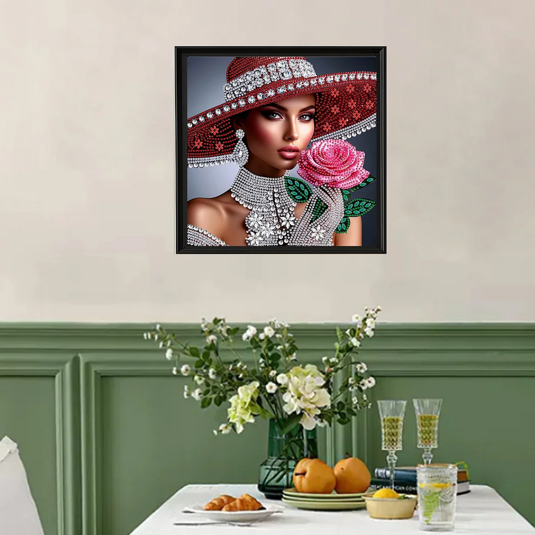 Diamond Painting - Partial Special Shaped Drill - Lady(Canvas|30x30cm)