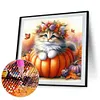 40x40cm Halloween Katze 5D DIY Vollbohrer Runde Diamond Painting Kit Wanddekoration